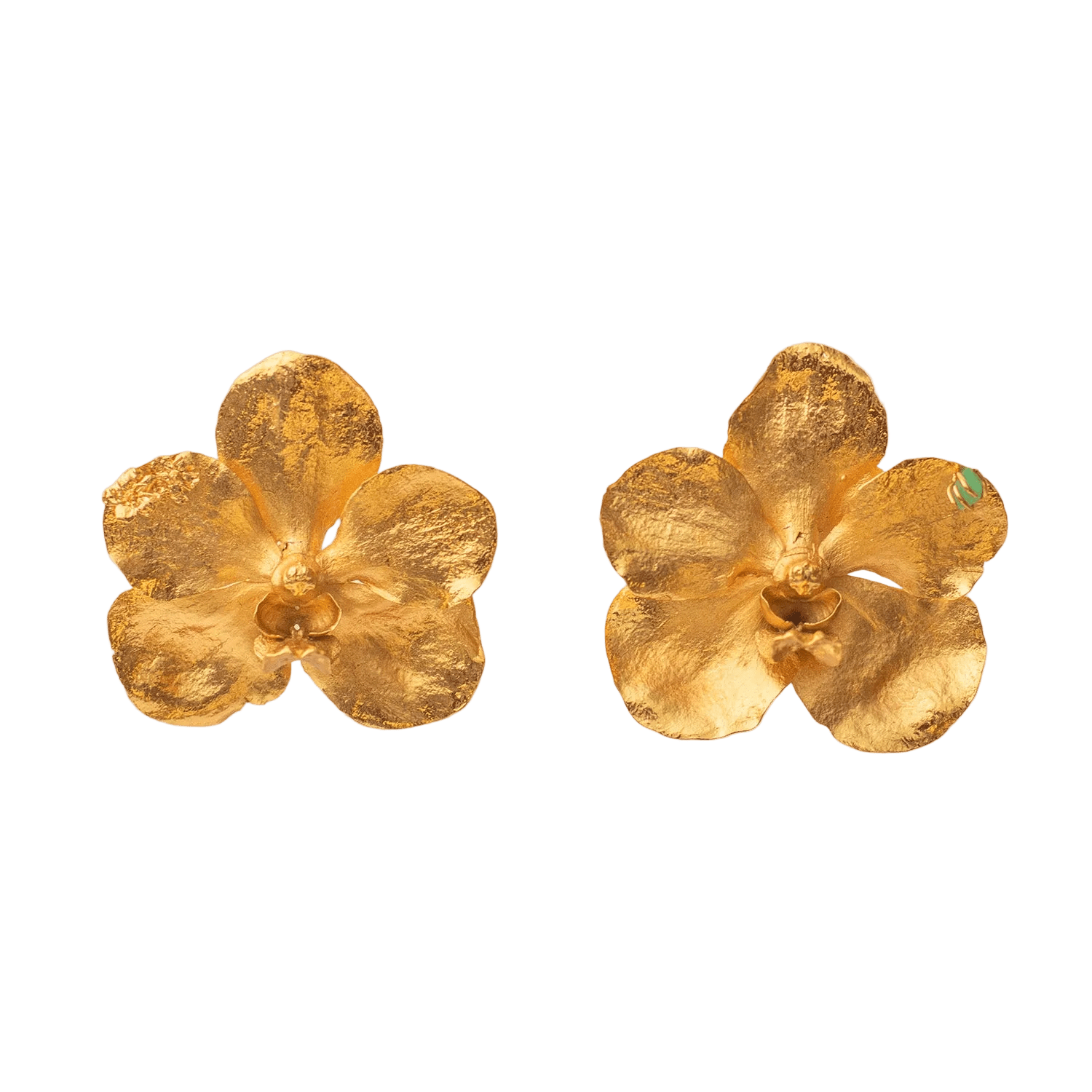 Aretes topo Orquidea Vanda Maxi Esmeralda - Joyería Botánica | Liz de la Cruz
