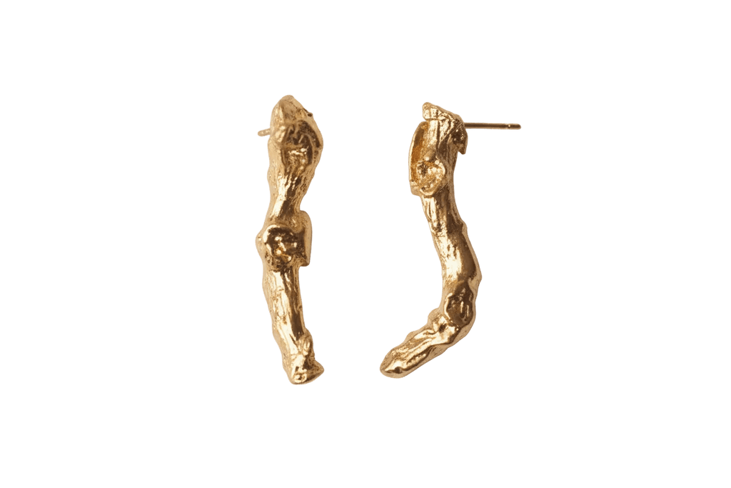 Aretes Topo Pequeños Ramita Palma Natural - Joyería Botánica | Liz de la Cruz