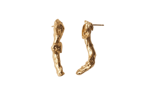 Aretes Topo Pequeños Ramita Palma Natural - Joyería Botánica | Liz de la Cruz