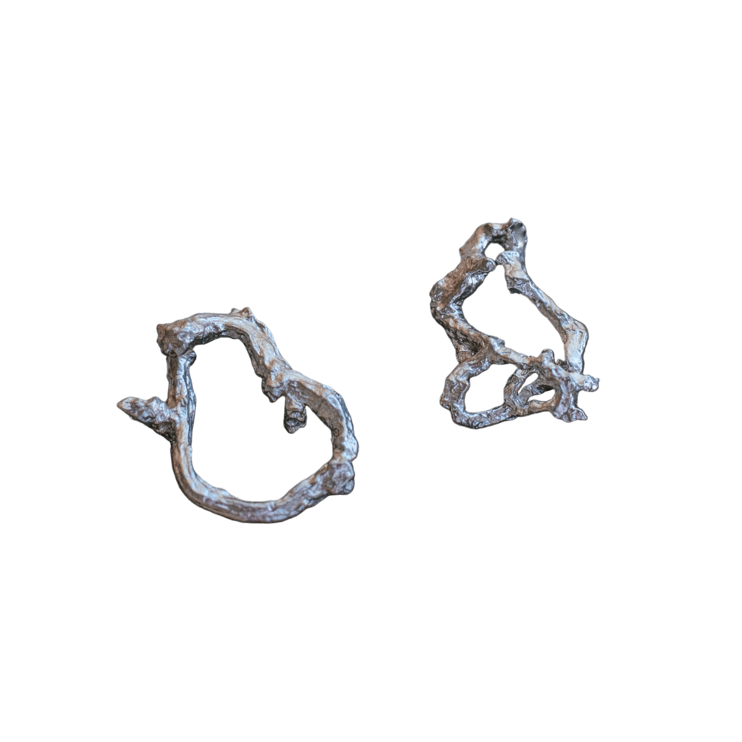 Aretes Topo Ramita Aro Plata Ecológica - Joyería Botánica | Liz de la Cruz