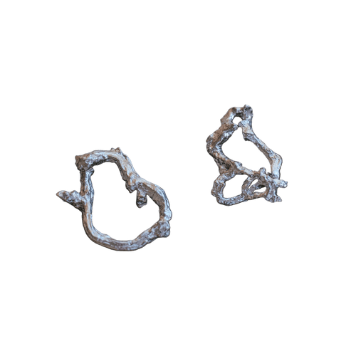 Aretes Topo Ramita Aro Plata Ecológica - Joyería Botánica | Liz de la Cruz