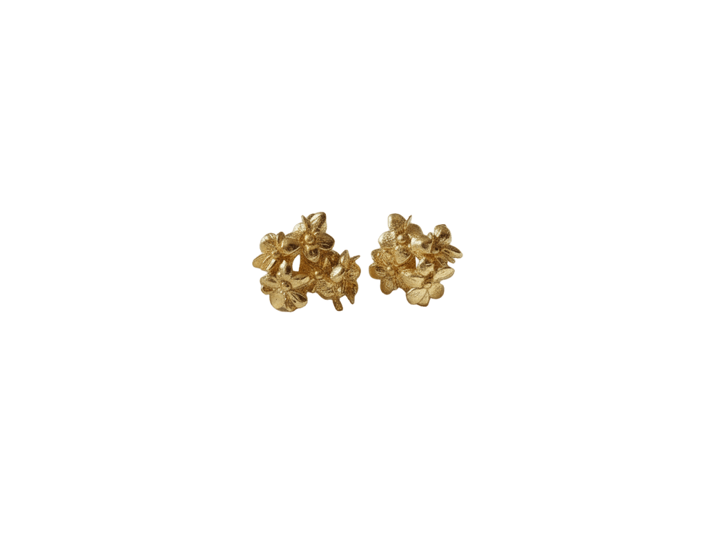 Aretes Topo Ramita Mini Flor Sauco Mediano - Joyería Botánica | Liz de la Cruz