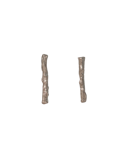 Aretes Topo Ramita Palma Plata Eco - Joyería Botánica | Liz de la Cruz