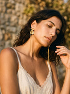Aretes Largos Orquidea Dama Danzante con Cadenas