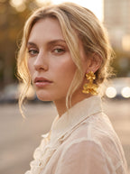 Aretes Orquídea Phalaenopsis Hoja de Hiedra Esmeralda