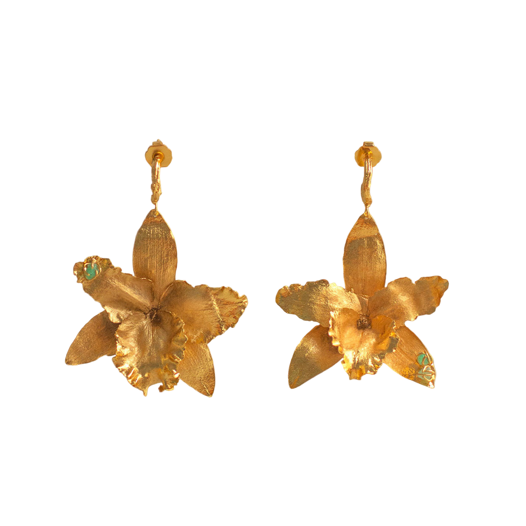 Aretes Candonga Orquidea Cattleya Esmeralda