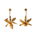 Aretes Largos Orquidea Lluvia de Cereza Esmeralda