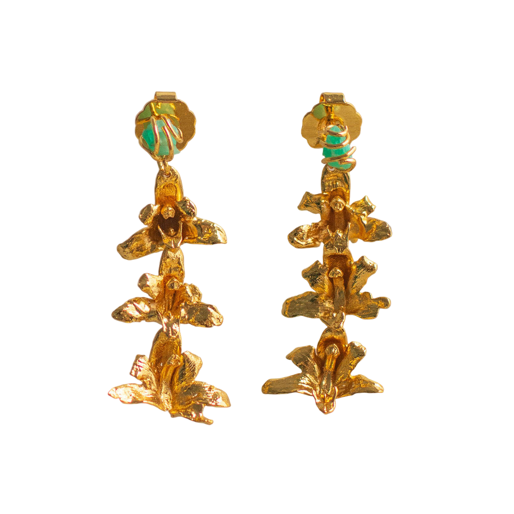 Aretes Tres Orquidea Maxilaria Esmeralda