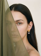 Aretes Topo Flor Suculenta Cuarzo