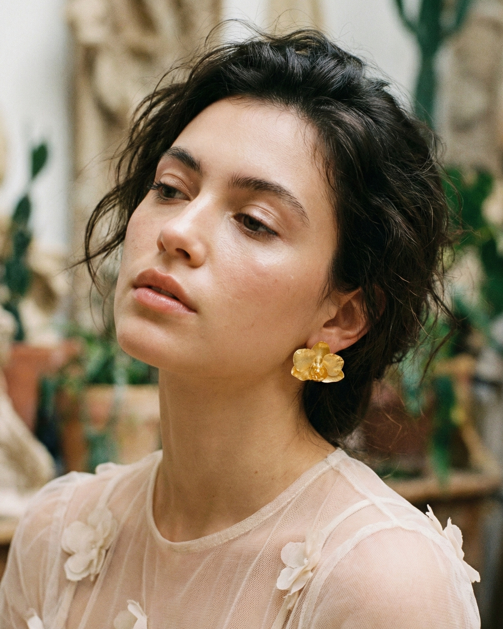 Aretes Topo Orquidea Phalaenopsis Baby