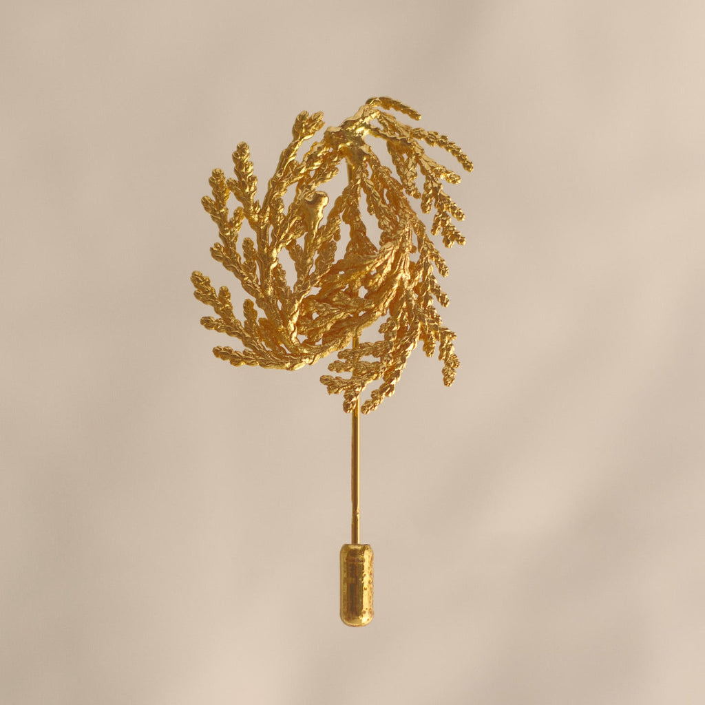 Broche Prendedor Hoja Pino Espiral - Joyería Botánica | Liz de la Cruz