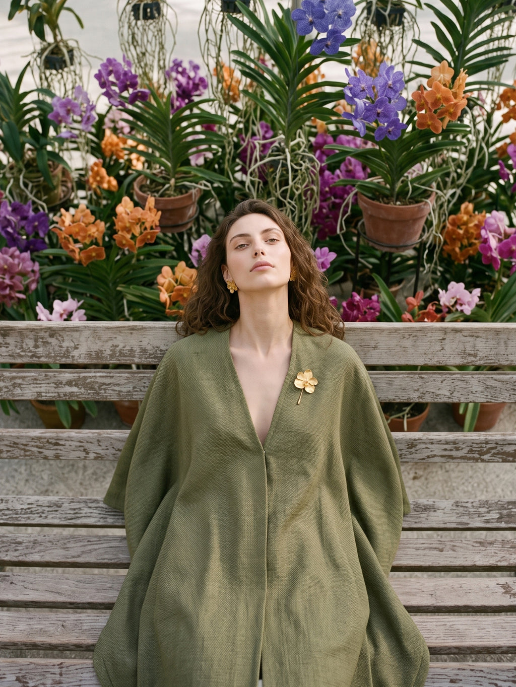 Broche Prendedor Orquidea Vanda Maxi Esmeralda