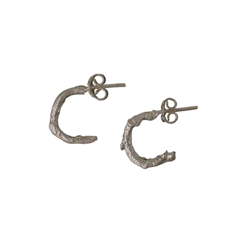 Candongas Ramita Palma Coco Mini Plata Ecológica - Joyería Botánica | Liz de la Cruz