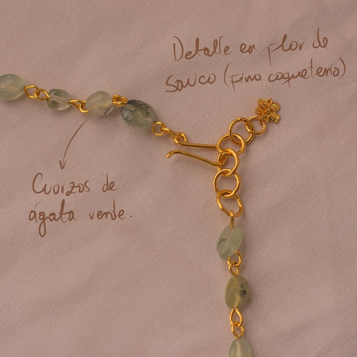 Collar Choker Cuarzos Tres Hortensia - Joyería Botánica | Liz de la Cruz