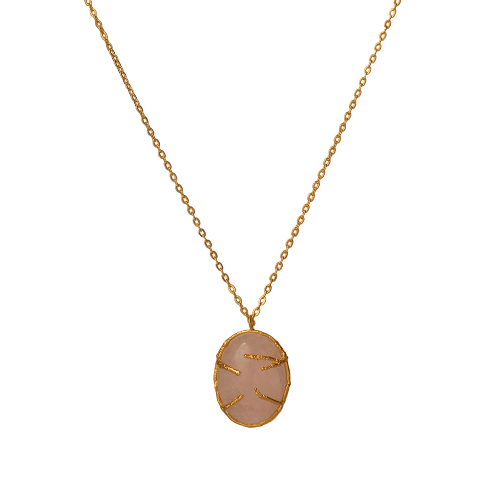 Collar Cuarzos Rosado Engaste Ramitas - Joyería Botánica | Liz de la Cruz
