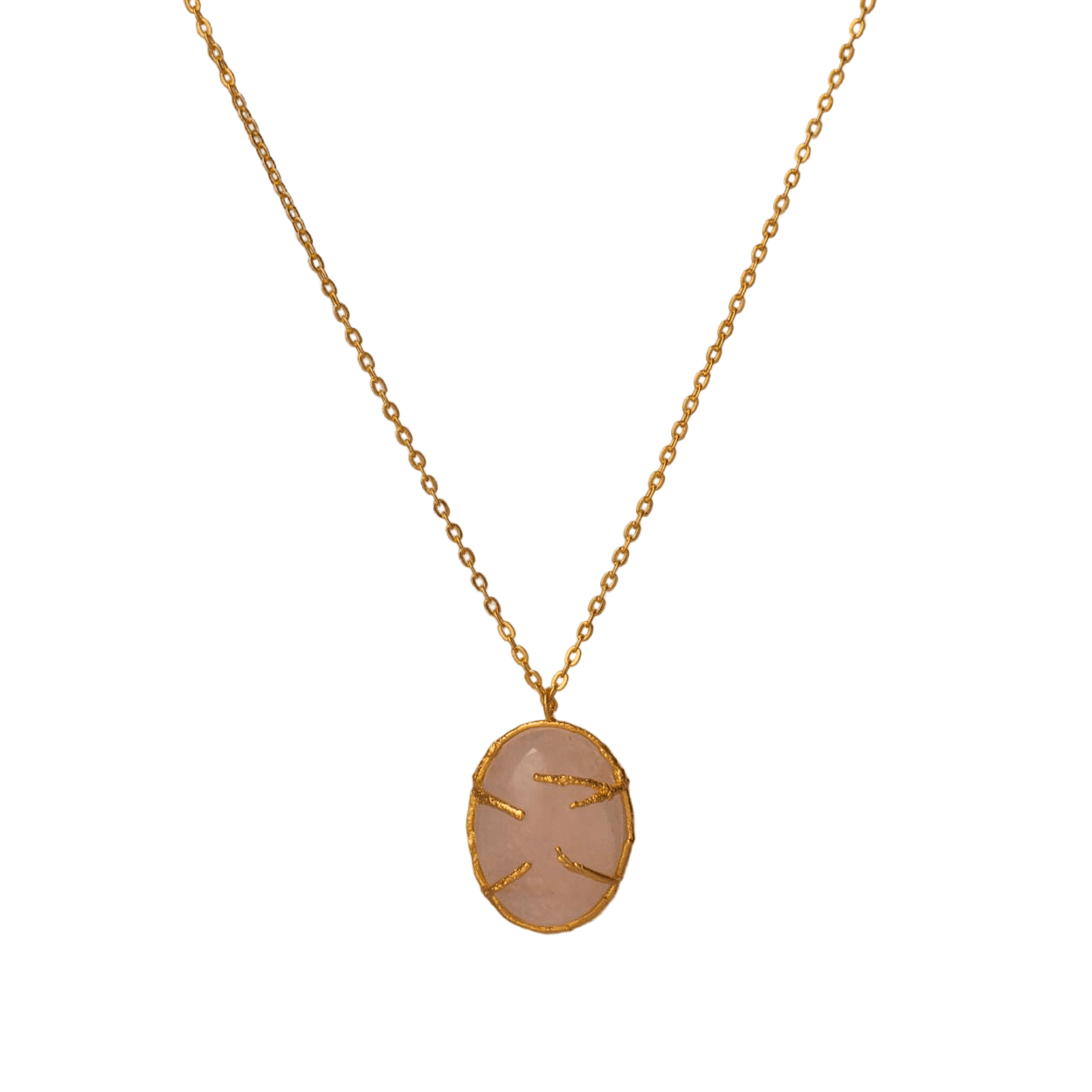 Collar Cuarzos Rosado Engaste Ramitas - Joyería Botánica | Liz de la Cruz