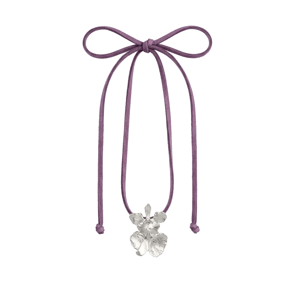 Collar Cuero Orquídea Tolumnia Plata Ecológica - Joyería Botánica | Liz de la Cruz