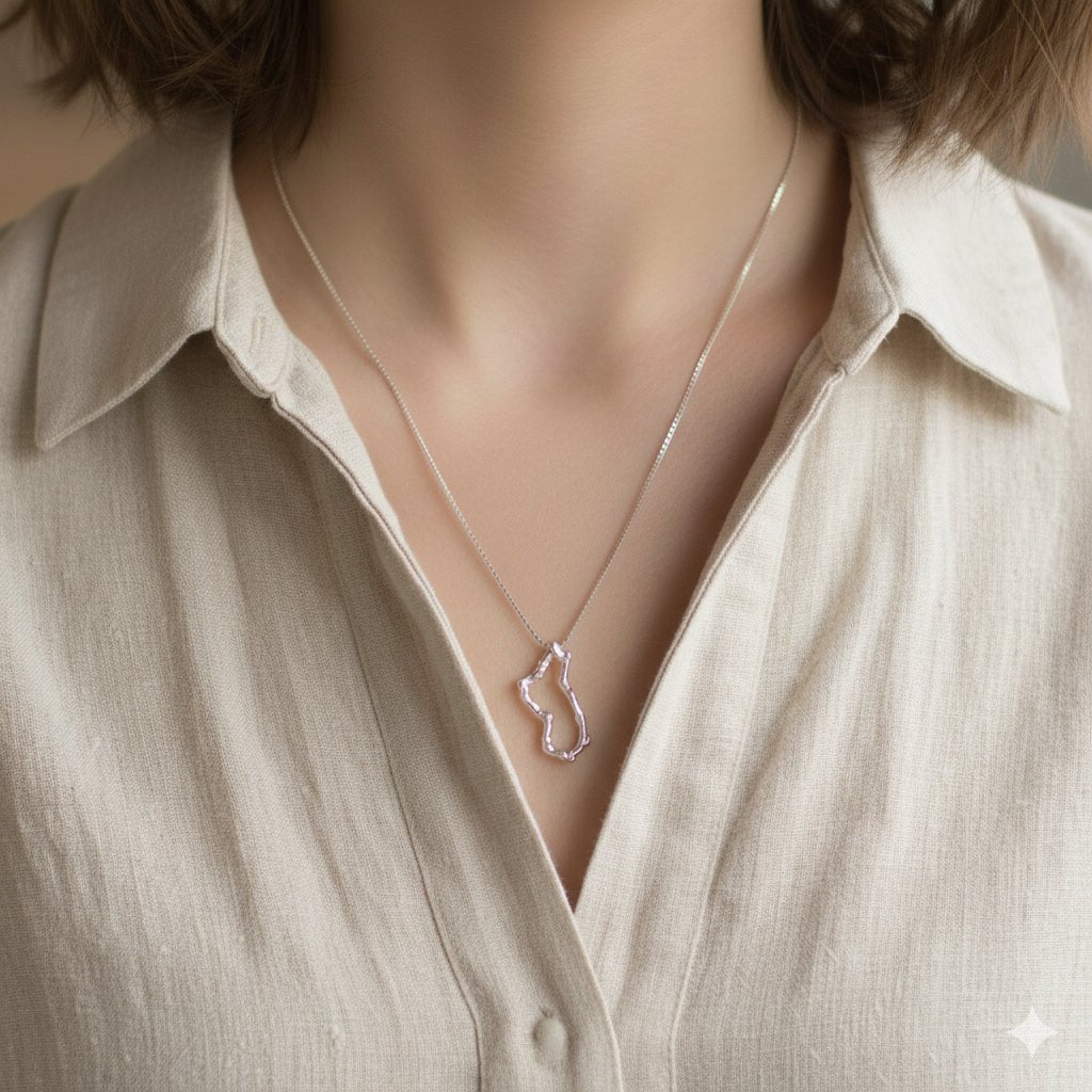 Collar Gargantilla Aro Mini Ramita Palma Plata - Joyería Botánica | Liz de la Cruz