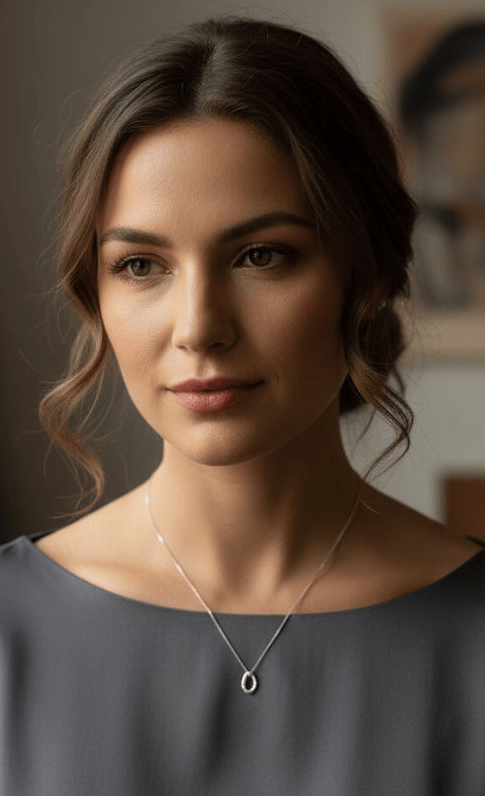 Collar Gargantilla Aro Mini Ramita Palma Plata - Joyería Botánica | Liz de la Cruz