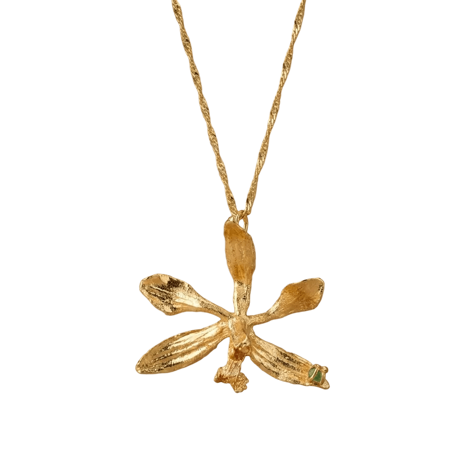 Collar Gargantilla Orquidea Encyclia Oncidioides Esmeralda - Joyería Botánica | Liz de la Cruz