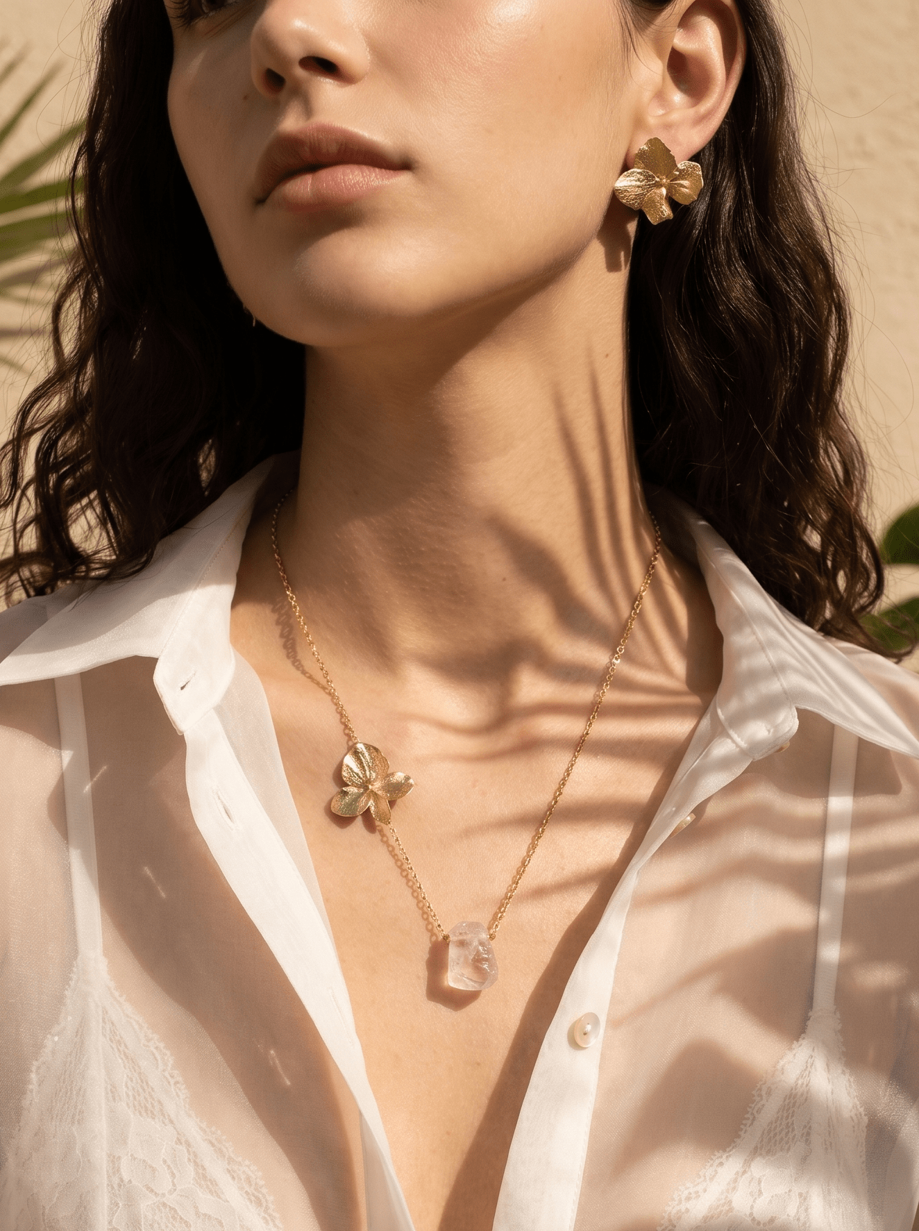 Collar Hortensia Cuarzo Grande - Joyería Botánica | Liz de la Cruz