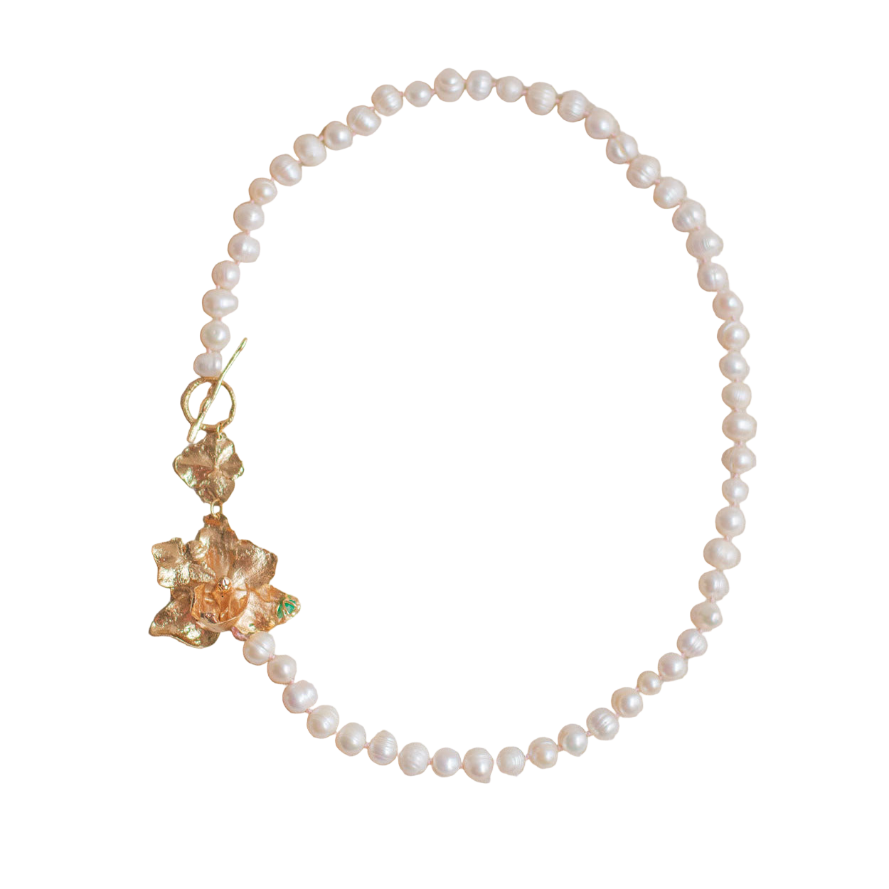 Collar Perlas Orquidea Phalaenopsis Hortensias Esmeralda