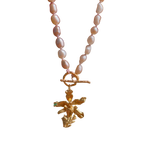 Collar Perlas Orquidea Chocolate Ramitas Y Esmeralda