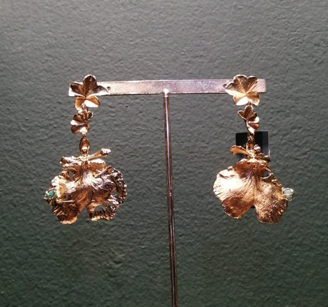 ARETES HIEDRA ORQUIDEA DAMA DANZANTE ESMERALDA
