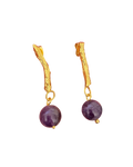 Aretes Ramita Cuarzo Amatista Mediano