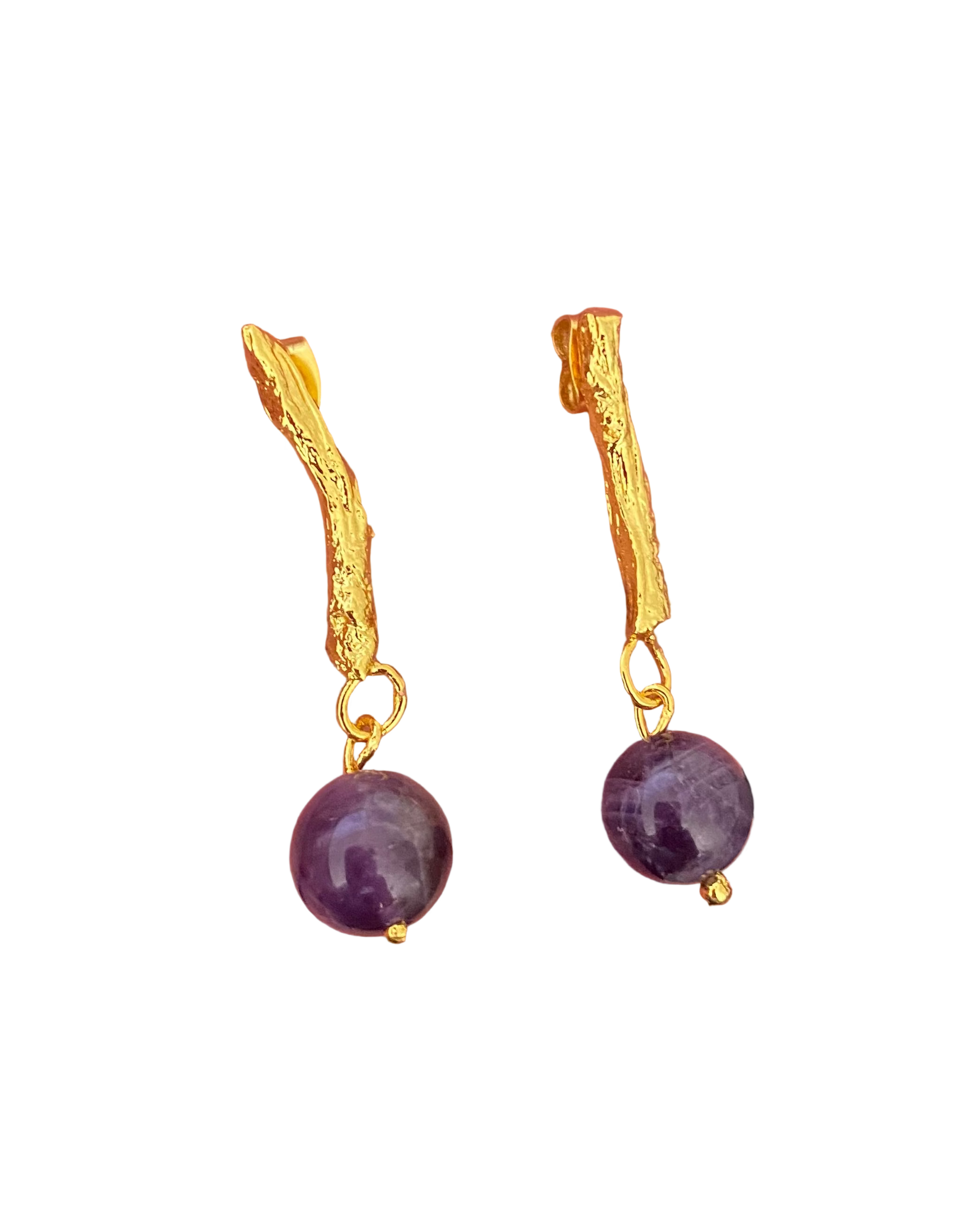 Aretes Ramita Cuarzo Amatista Mediano