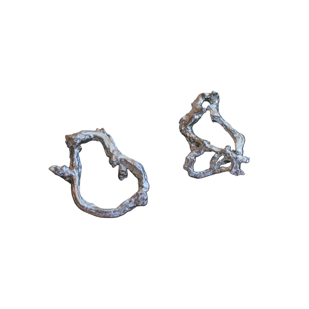 Aretes Topo Ramita Aro Plata Ecológica