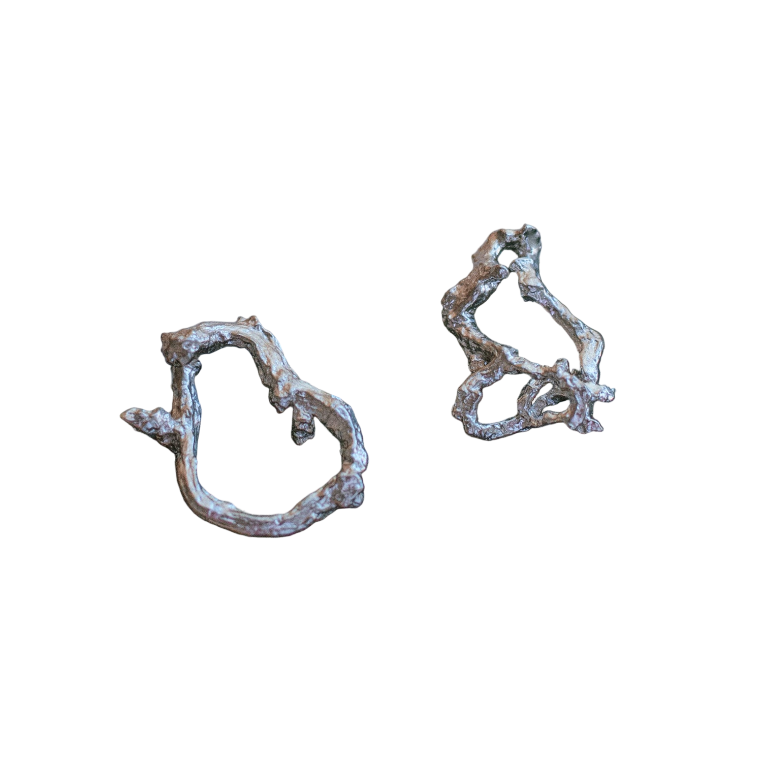 Aretes Topo Ramita Aro Plata Ecológica