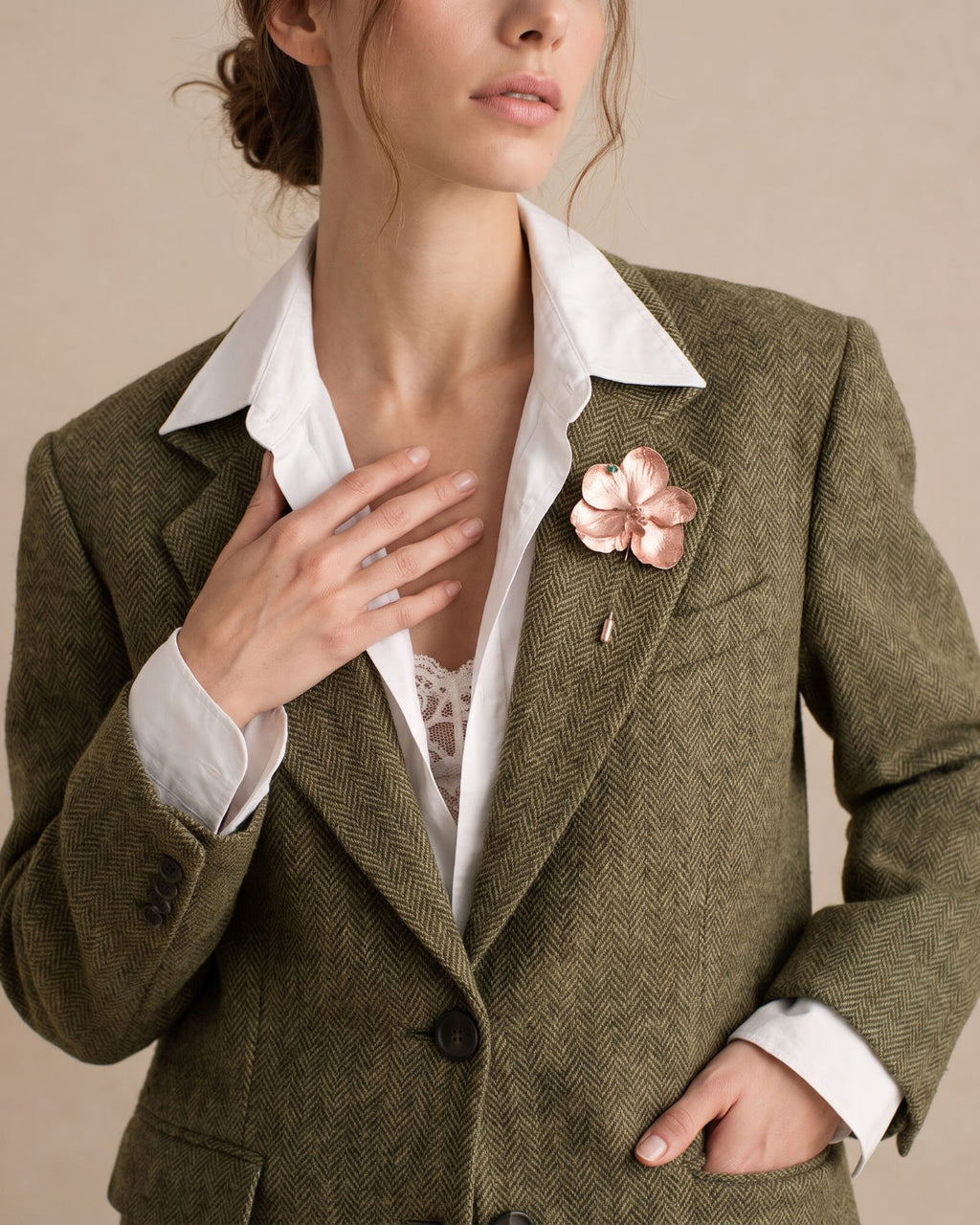 Broche Prendedor Orquidea Vanda Maxi Esmeralda