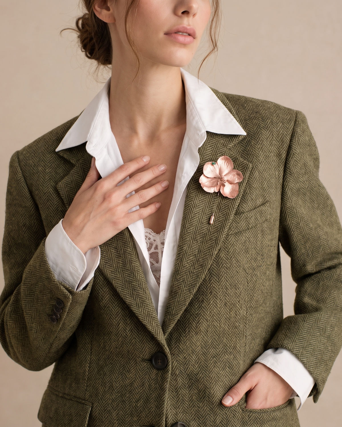 Broche Prendedor Orquidea Vanda Maxi Esmeralda