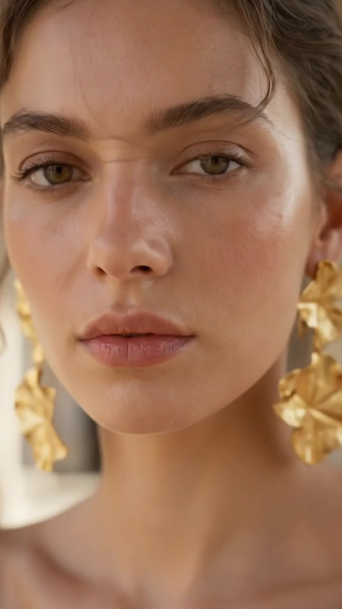 Aretes Dos Hojas Hiedra Grande