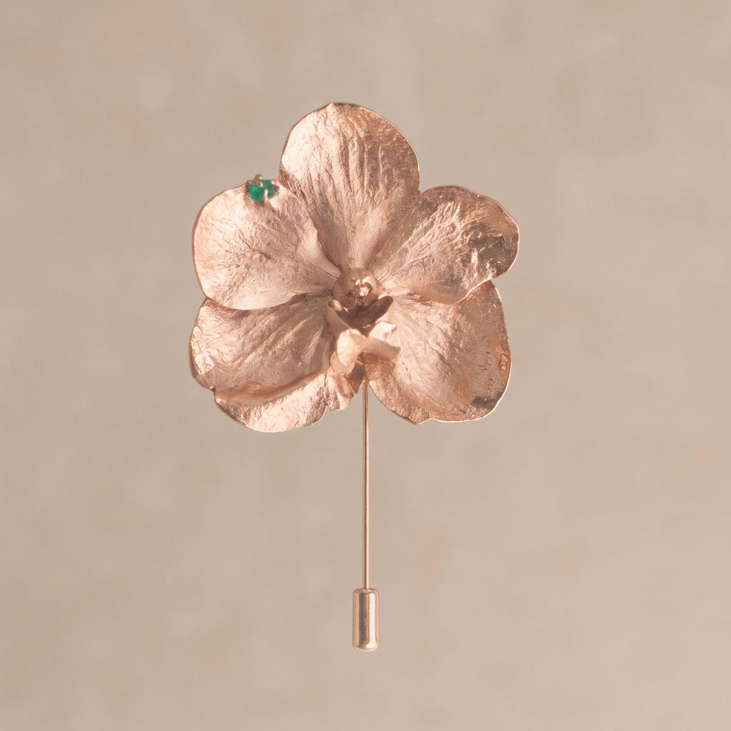 Broche Prendedor Orquidea Vanda Maxi Esmeralda