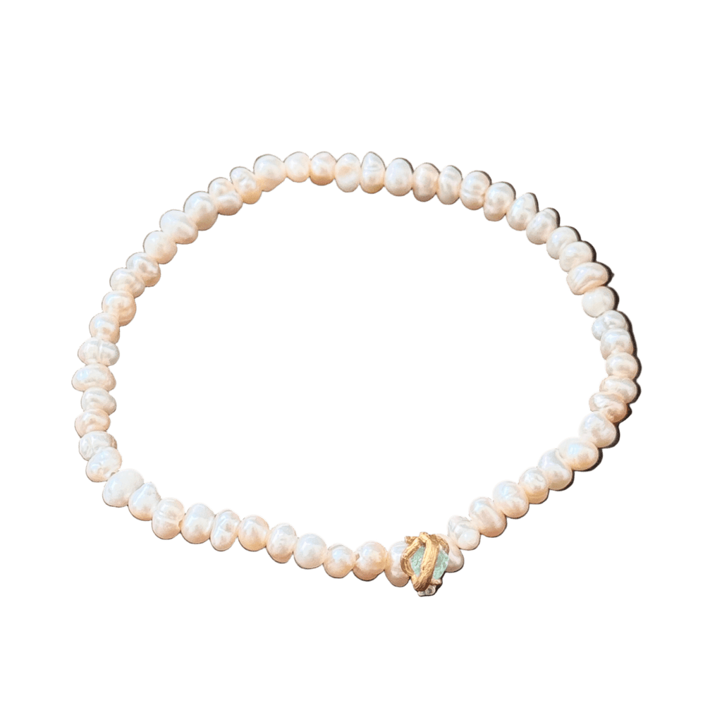 Pulsera Perlas Naturales Esmeralda Ramita Sauco - Joyería Botánica | Liz de la Cruz