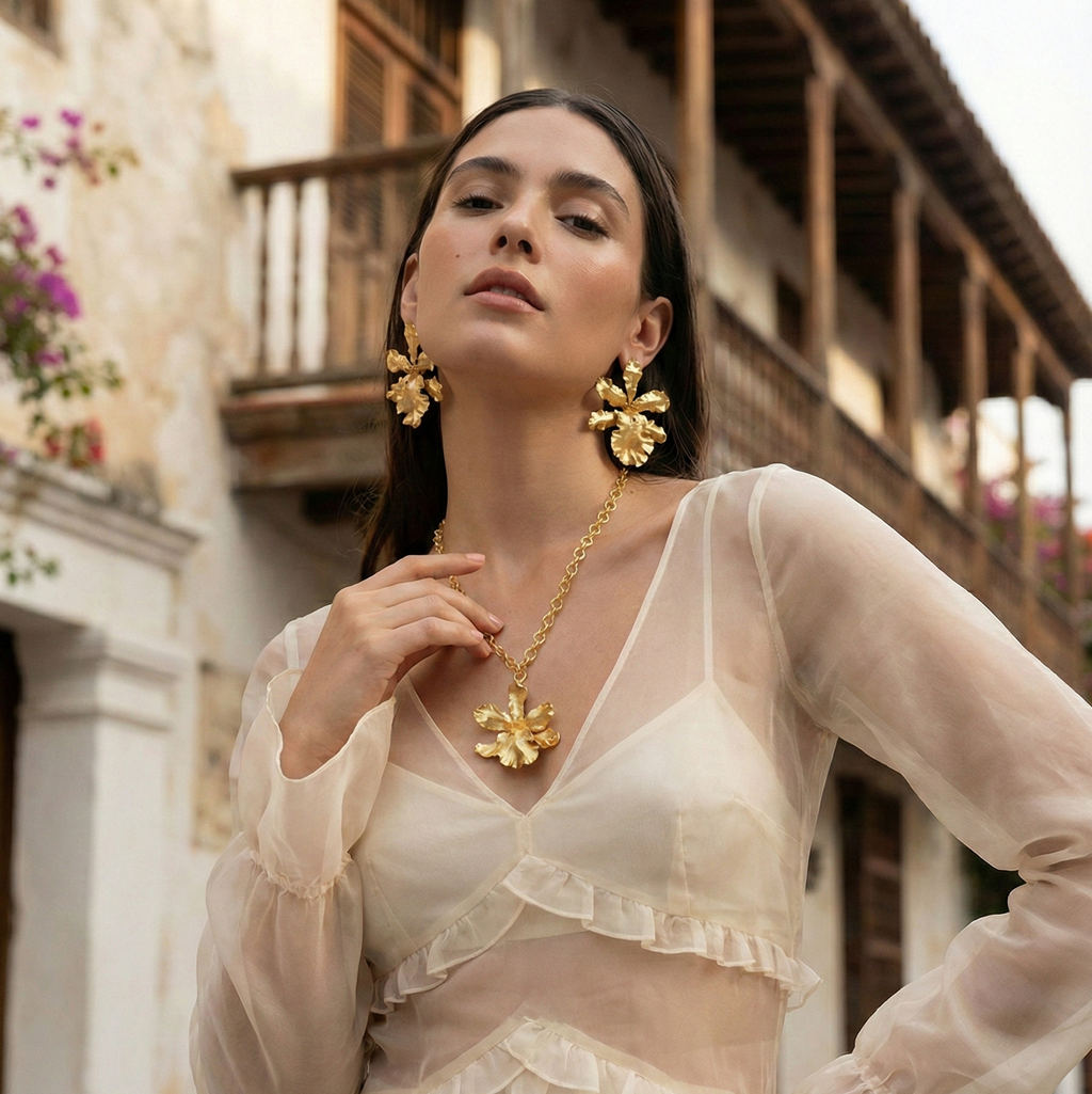 Aretes Orquidea Odontoglossum Exótica