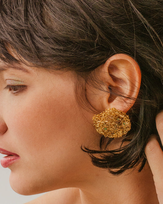 Aretes Luffa Estropajo Grande Esmeralda