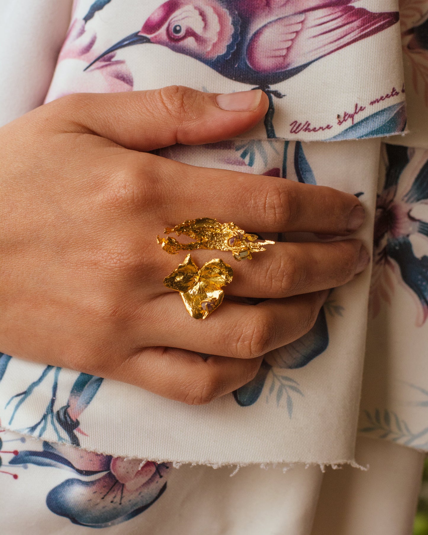 Anillo Hortensia Corteza Cuarzos