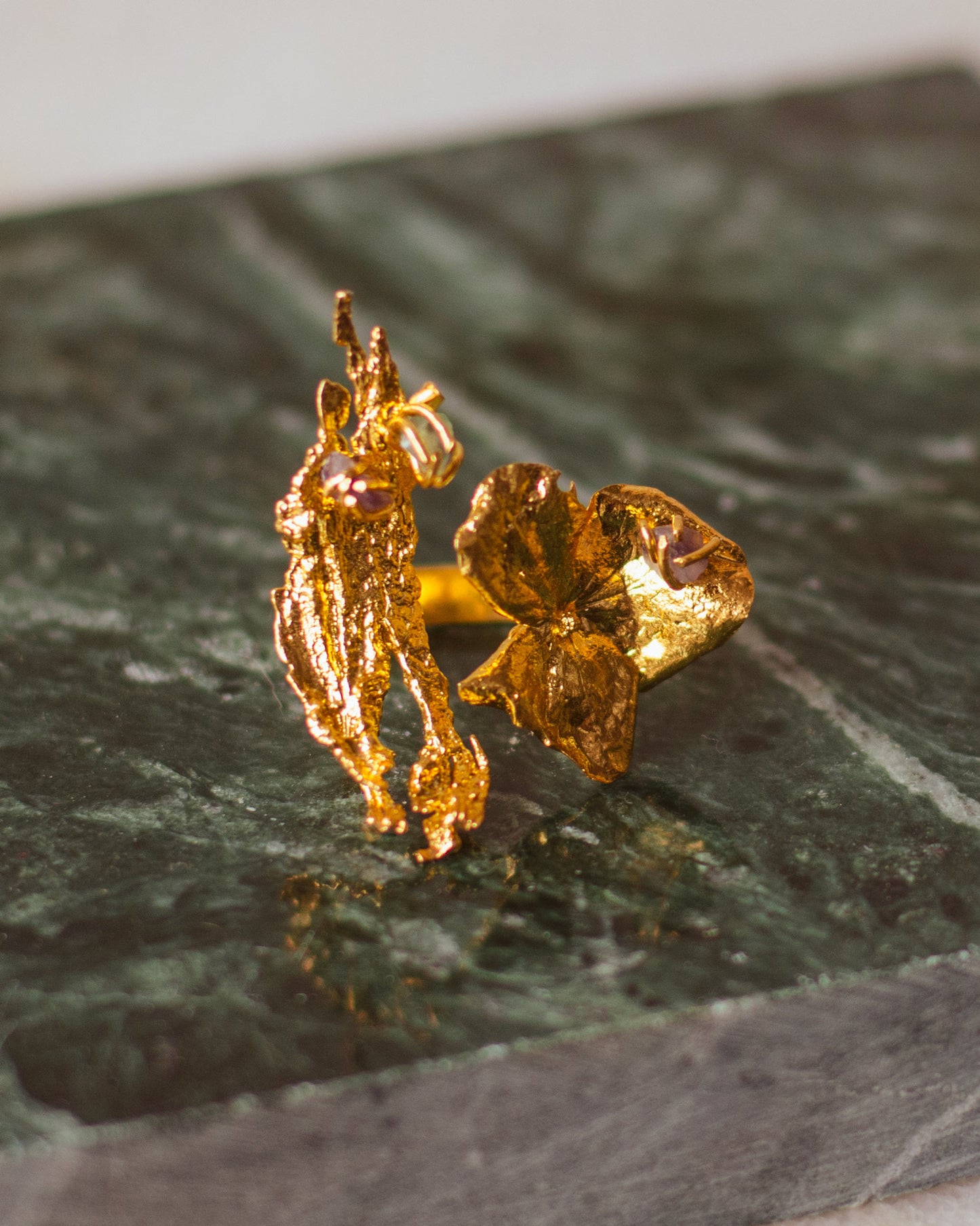 Anillo Hortensia Corteza Cuarzos