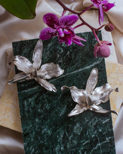 Aretes Orquidea Cattleya Plata Ecológica