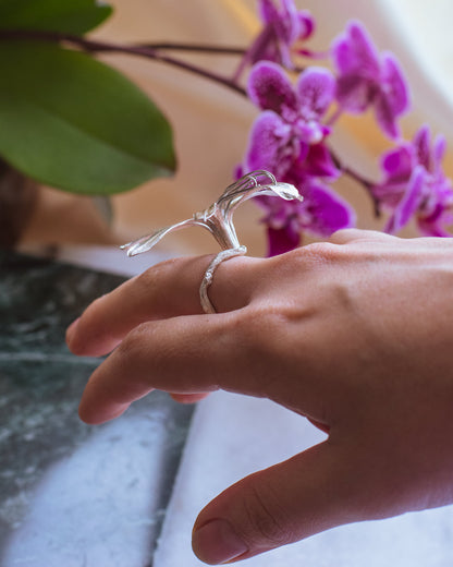 Anillo Lirio Agapanto Plata Ecológica