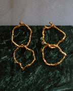 Aretes Doble Aro Ramita Palma Esmeraldas