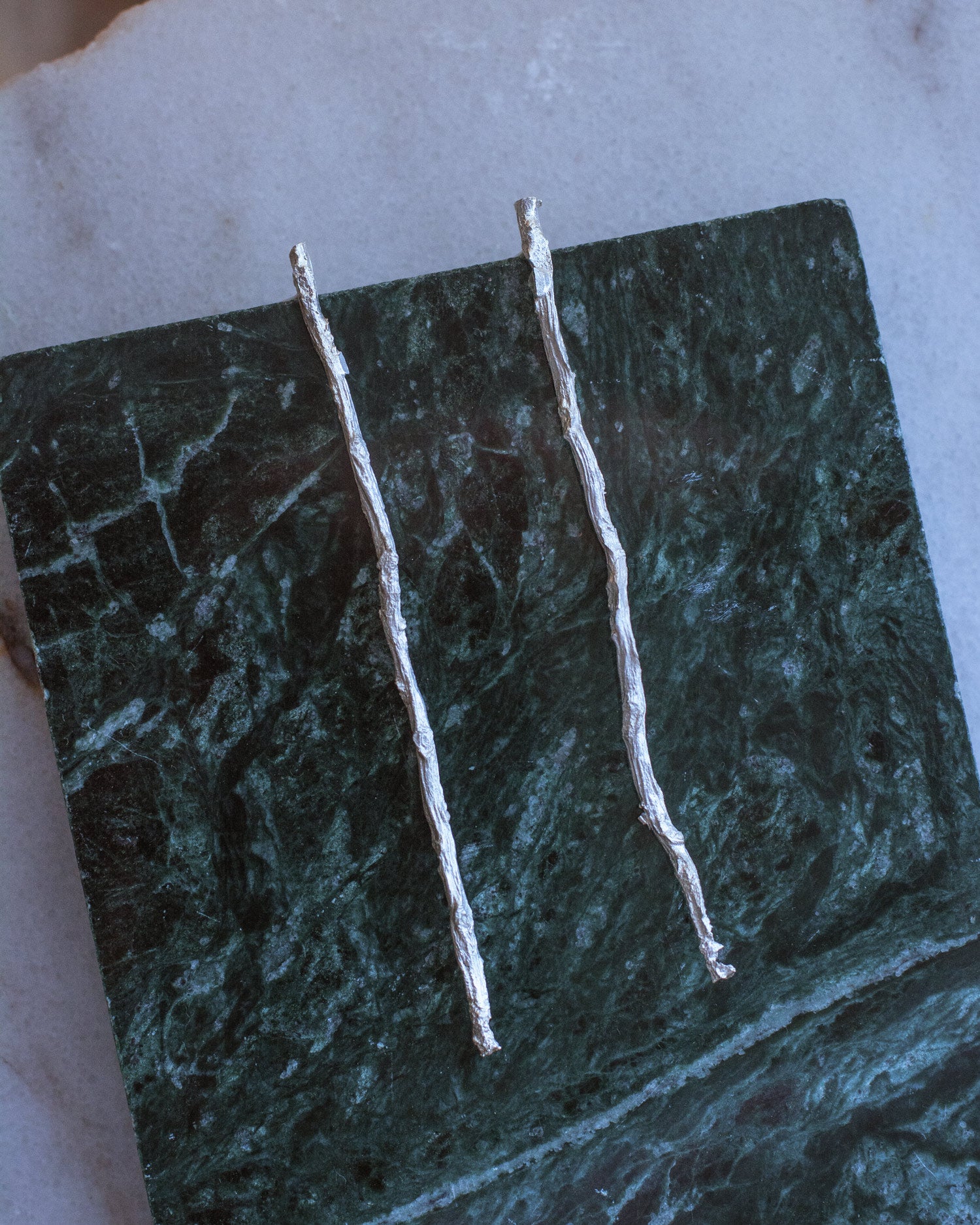 Aretes Large Ramita Palma Coco Plata Ecológica