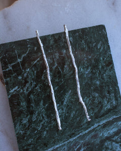 Aretes Large Ramita Palma Coco Plata Ecológica