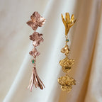 Aretes Largos Hortensia Lirios Esmeralda