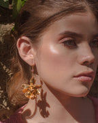 Aretes Orquidea Odontoglossum Ramita Cuarzos