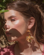 Aretes Orquidea Odontoglossum Ramita Cuarzos