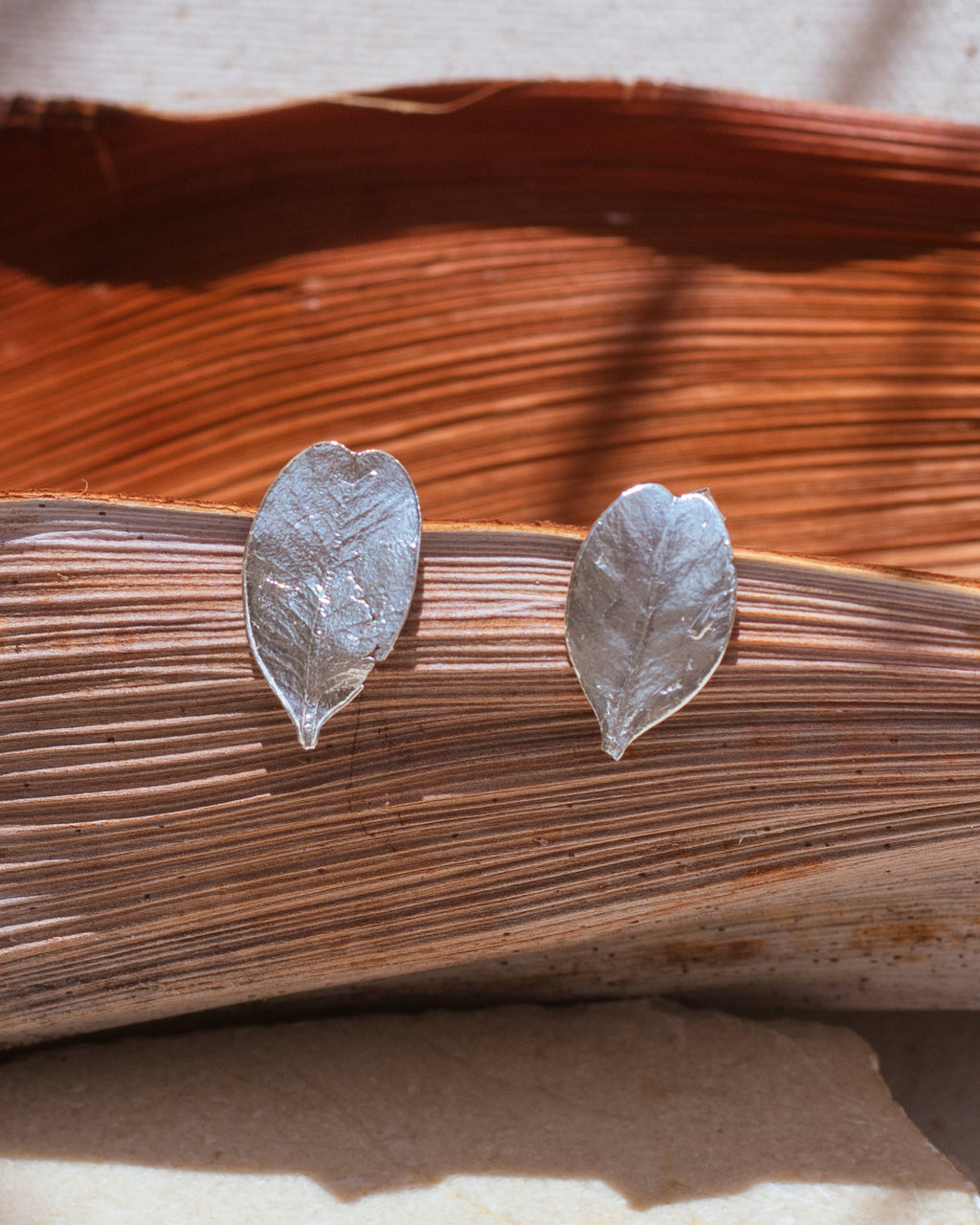 Aretes Topo Mini Hoja Plana Plata Ecológica